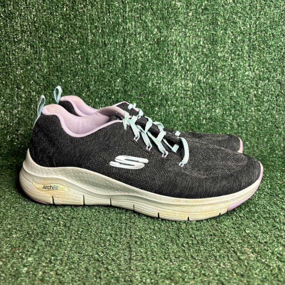 Skechers Arch Fit Comfy Wave Athletic Comfort Walking Sneaker Black Womens 9.5